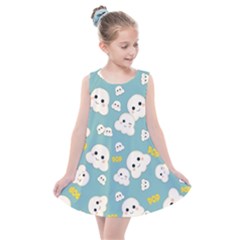 Cute Kawaii Popcorn Pattern Kids  Summer Dress