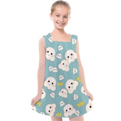 Cute Kawaii Popcorn Pattern Kids  Cross Back Dress