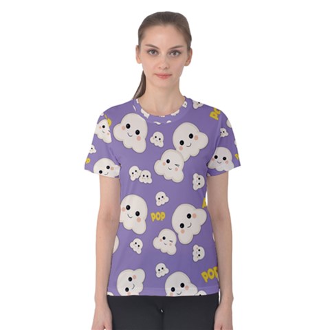 Cute Kawaii Popcorn Pattern Women s Cotton Tee by Valentinaart