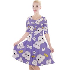 Cute Kawaii Popcorn Pattern Quarter Sleeve A-line Dress by Valentinaart