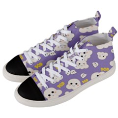 Cute Kawaii Popcorn Pattern Men s Mid-top Canvas Sneakers