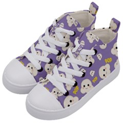 Cute Kawaii Popcorn Pattern Kid s Mid-top Canvas Sneakers