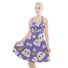 Cute Kawaii Popcorn Pattern Halter Party Swing Dress  by Valentinaart