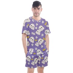 Cute Kawaii Popcorn Pattern Men s Mesh Tee And Shorts Set