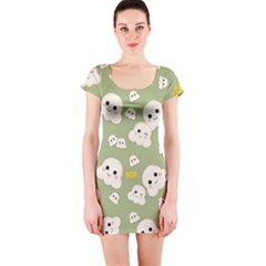 Cute Kawaii Popcorn Pattern Short Sleeve Bodycon Dress by Valentinaart