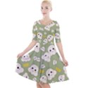 Cute Kawaii Popcorn pattern Quarter Sleeve A-Line Dress View1