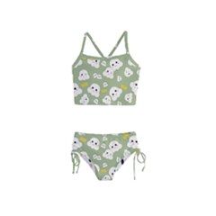 Cute Kawaii Popcorn Pattern Girls  Tankini Swimsuit