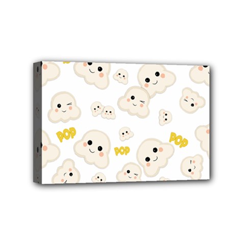 Cute Kawaii Popcorn Pattern Mini Canvas 6  X 4  (stretched) by Valentinaart