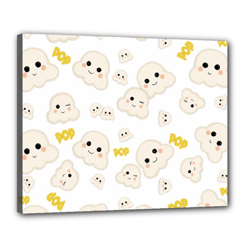 Cute Kawaii Popcorn Pattern Canvas 20  X 16  (stretched) by Valentinaart