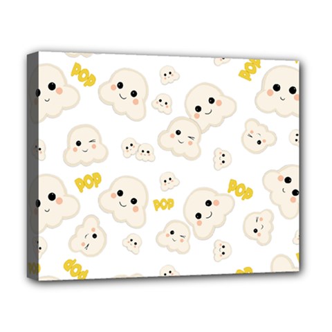 Cute Kawaii Popcorn Pattern Deluxe Canvas 20  X 16  (stretched) by Valentinaart