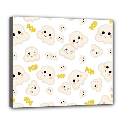 Cute Kawaii Popcorn Pattern Deluxe Canvas 24  X 20  (stretched) by Valentinaart