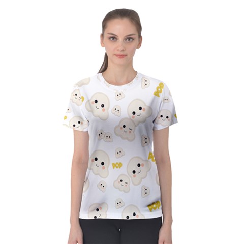 Cute Kawaii Popcorn Pattern Women s Sport Mesh Tee by Valentinaart