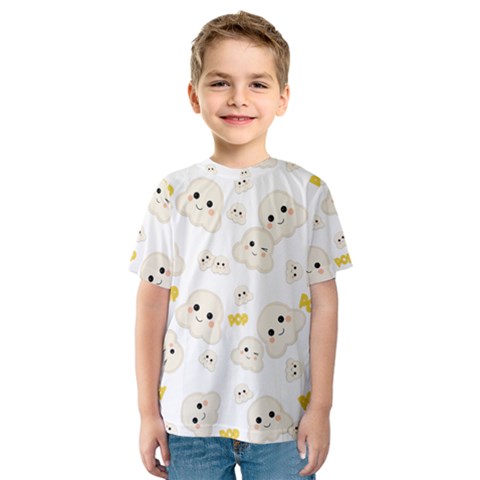 Cute Kawaii Popcorn Pattern Kids  Sport Mesh Tee by Valentinaart