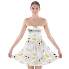 Cute Kawaii Popcorn Pattern Strapless Bra Top Dress by Valentinaart