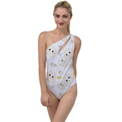 Cute Kawaii Popcorn Pattern To One Side Swimsuit