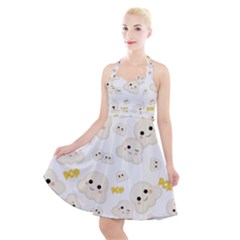 Cute Kawaii Popcorn Pattern Halter Party Swing Dress 