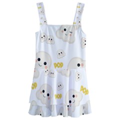 Cute Kawaii Popcorn Pattern Kids  Layered Skirt Swimsuit