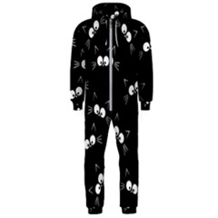 Cute Black Cat Pattern Hooded Jumpsuit (men)  by Valentinaart