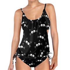 Cute Black Cat Pattern Tankini Set