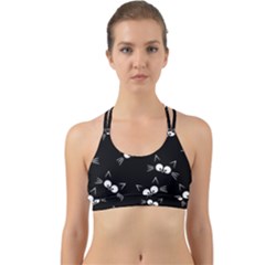 Cute Black Cat Pattern Back Web Sports Bra