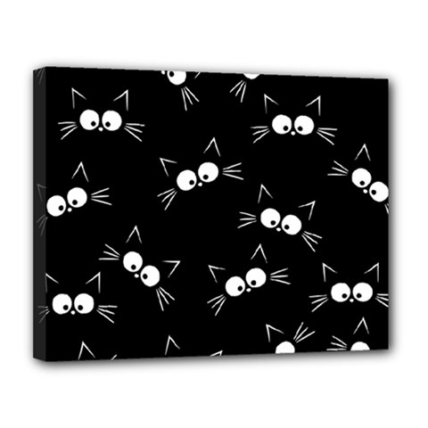 Cute Black Cat Pattern Canvas 14  X 11  (stretched) by Valentinaart