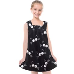 Cute Black Cat Pattern Kids  Cross Back Dress by Valentinaart