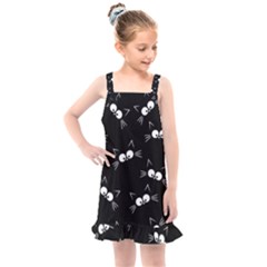 Cute Black Cat Pattern Kids  Overall Dress by Valentinaart