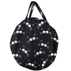 Cute Black Cat Pattern Giant Round Zipper Tote