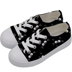 Cute Black Cat Pattern Kids  Low Top Canvas Sneakers by Valentinaart