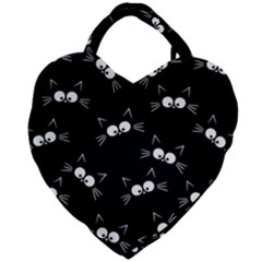 Cute Black Cat Pattern Giant Heart Shaped Tote by Valentinaart