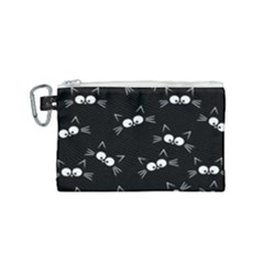 Cute Black Cat Pattern Canvas Cosmetic Bag (small)