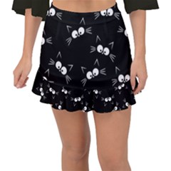 Cute Black Cat Pattern Fishtail Mini Chiffon Skirt by Valentinaart