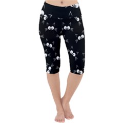 Cute Black Cat Pattern Lightweight Velour Cropped Yoga Leggings