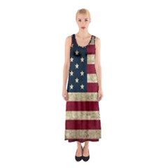 Vintage American Flag Sleeveless Maxi Dress by Valentinaart