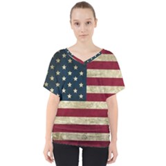 Vintage American Flag V-neck Dolman Drape Top by Valentinaart