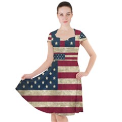 Vintage American Flag Cap Sleeve Midi Dress