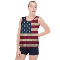 Vintage American Flag Bubble Hem Chiffon Tank Top by Valentinaart