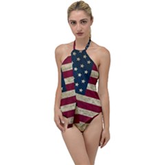 Vintage American Flag Go With The Flow One Piece Swimsuit