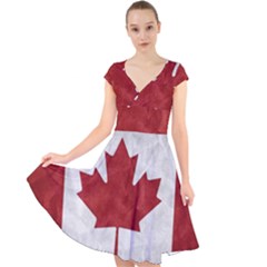 Canada Grunge Flag Cap Sleeve Front Wrap Midi Dress