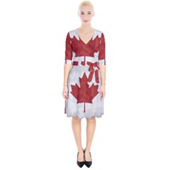 Canada Grunge Flag Wrap Up Cocktail Dress