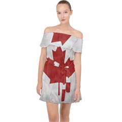 Canada Grunge Flag Off Shoulder Chiffon Dress