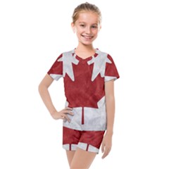 Canada Grunge Flag Kids  Mesh Tee And Shorts Set