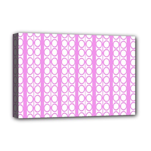 Circles Lines Light Pink White Pattern Deluxe Canvas 18  X 12  (stretched) by BrightVibesDesign