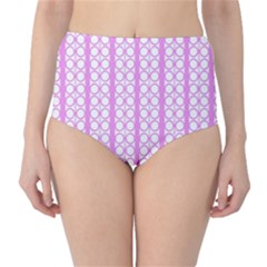 Circles Lines Light Pink White Pattern Classic High-waist Bikini Bottoms