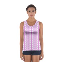 Circles Lines Light Pink White Pattern Sport Tank Top  by BrightVibesDesign