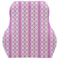 Circles Lines Light Pink White Pattern Car Seat Velour Cushion  by BrightVibesDesign