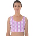 Circles Lines Light Pink White Pattern Velvet Crop Top View1