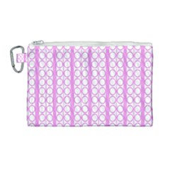 Circles Lines Light Pink White Pattern Canvas Cosmetic Bag (large)