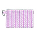 Circles Lines Light Pink White Pattern Canvas Cosmetic Bag (Large) View1