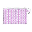 Circles Lines Light Pink White Pattern Canvas Cosmetic Bag (Large) View2